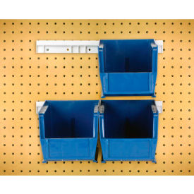 Hang & Stack Bins w/ 2 Rails & 4 Bins, 10-7/8"L x 5-1/2"W x 5"H, Blue, Polypropylene