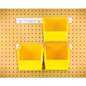 Hang & Stack Bins w/ 2 Rails & 4 Bins, 10-7/8"L x 5-1/2"W x 5"H, Yellow, Polypropylene