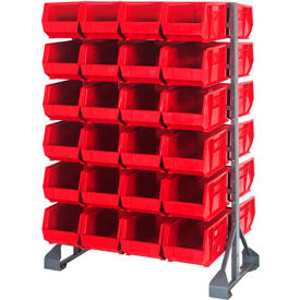 Double Sided 12 Rail Unit With 48 QUS240 Ultra Stack & Hang Bins, Red