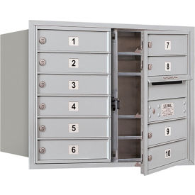 4C Horizontal Mailbox, 23-1/2"H, Double Column, 10 Doors, Front Load, Aluminum, USPS
