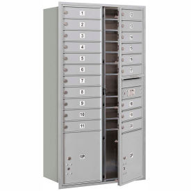4C Horizontal Mailbox, 56-3/4"H, Double, 20 MB1/2 PL Doors, Front Load, Aluminum, USPS