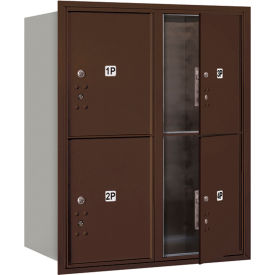 4C Horizontal Mailbox, 37-1/2"H, Double, Parcel Box, 4 PL5 Doors, Front Load, Bronze, USPS