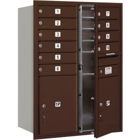 4C Horizontal Mailbox, 41"H, Double Column, 10 Doors, Front Load, Bronze, USPS