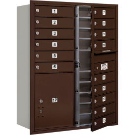 4C Horizontal Mailbox, 41"H, Double Column, Front Load, Bronze, USPS