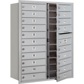4C Horizontal Mailbox, 41"H, Double Column, 20 Doors, Front Load, Aluminum, USPS