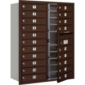 4C Horizontal Mailbox, 41"H, Double Column, 20 Doors, Front Load, Bronze, USPS