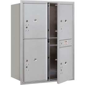 4C Horizontal Mailbox, 41"H, Double,Parcel Box, 3 PL5/1 PL6, Front Load, Aluminum, USPS