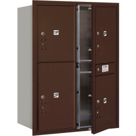 4C Horizontal Mailbox, 41"H, Double, Parcel Box, 3 PL5/1 PL6 Doors, Front Load, Bronze, USPS