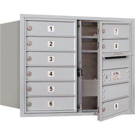 4C Horizontal Mailbox, 23-1/2"H, Double Column, 9 Doors, Front Load, Aluminum, USPS