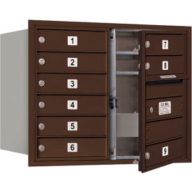 4C Horizontal Mailbox, 23-1/2"H, Double Column, 9 Doors, Front Load, Bronze, USPS