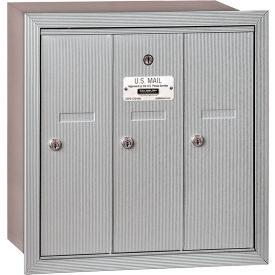 3500 Series 4B+ Vertical Mailbox, 3 Doors, Recessed Mounted, Aluminum, USPS Access