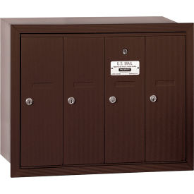 Vertical Mailbox, 4 Doors, Recessed Mounted, Bronze, USPS Access