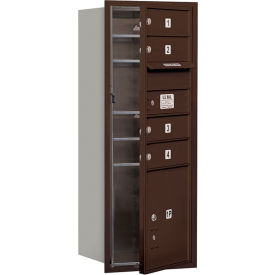 4C Horizontal Mailbox, 37-1/2"H, Single Column, 4 MB1/1 PL Doors, Front Load, Bronze, USPS