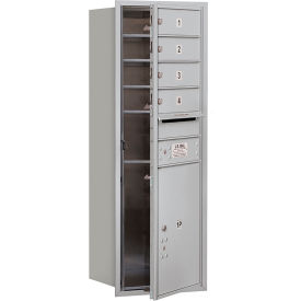 4C Horizontal Mailbox, 41"H, Single Column, 4 Door, Front Load, Aluminum, USPS
