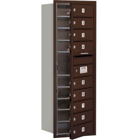 4C Horizontal Mailbox, 41"H, Single Column, 9 MB1 Doors, Front Load, Bronze, USPS