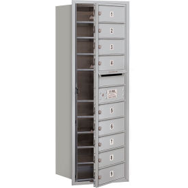 4C Horizontal Mailbox, 41"H, Single Column, 9 Doors, Front Load, Aluminum, USPS