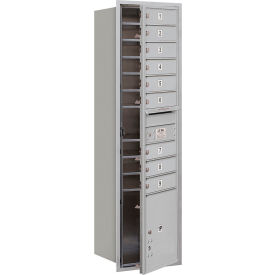4C Horizontal Mailbox,  56-3/4"H, Single,  9 MB1/1 PL Doors, Front Load, Aluminum, USPS