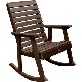 Outdoor Rocking Chair, Eco Friendly Synthetic Wood In Weathered Acorn Color