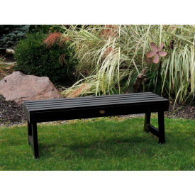4' Outdoor Bench, Backless, Black