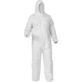 Coverall, Elastic Wrists & Ankles, Attached Hood, Zipper Front, White, 3XL, 25/CS