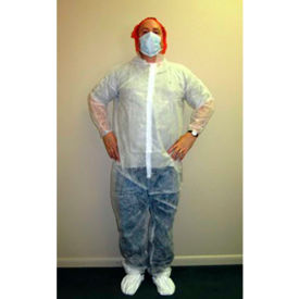 Polypropylene Coverall, Elastic Wrists & Ankles, Zipper Front, Single Collar, White, M, 25/Case