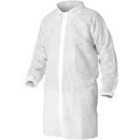 Polypropylene Lab Coat, No Pockets, Elastic Wrists, Snap Front, Single Collar, White, 4XL