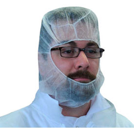 Lightweight Polypropylene Hood, 100% Latex-Free White, One Size, 100/Bag