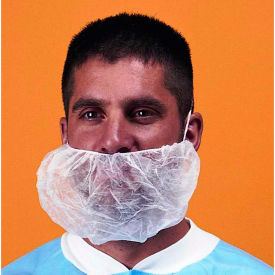 Polypropylene Beard Cover, 100% Latex Free, White, 18", 100/Bag