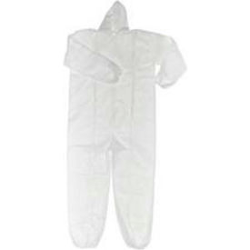 Polypropylene Coverall, Elastic Wrists & Ankles, Attached Hood, Zipper Front, White, 3XL, 25/CS