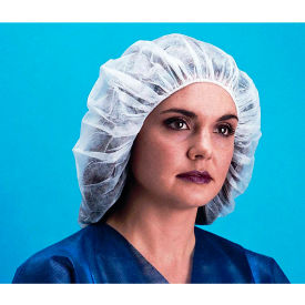 Lightweight Polypropylene Bouffant Cap, 100% Latex Free, White, 19", 100/Bag, 10 Bags/Case