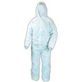 Coverall, Elastic Wrists & Ankles, Attached Hood, Zipper Front, Blue, 4XL, 25/Case