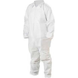 Coverall, Elastic Wrists & Ankles, Zipper Front, Single Collar, White, 3XL, 25/CS