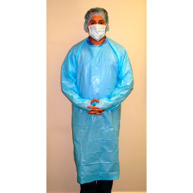 Lightweight Polyethylene Isolation Gown W/ Rear Entry, 55"L, White, 25/Bag, 4 Bag/Case