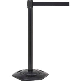 Retractable Belt Barrier, 40" Black Post, 11' Black Belt