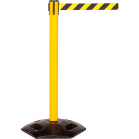WeatherMaster 250 Retractable Belt Barrier, 40" Yellow Post, 11' Black/Yellow Belt