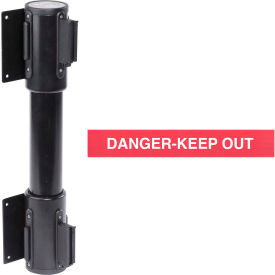 Wall Mount Retractable Belt Barrier, Black Case W/13' Red "Danger" Belt