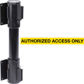 Wall Mount Retractable Belt Barrier, Black Case With 13' Yellow "Authorized" Belt