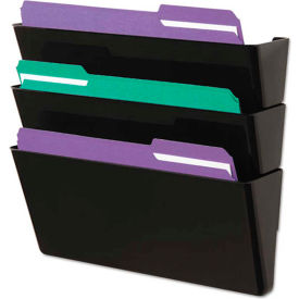 Universal Recycled Wall File, Three Pocket, Plastic, Black