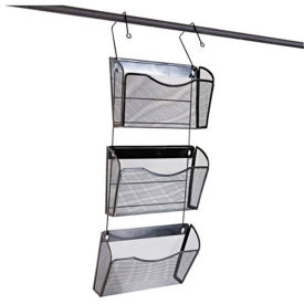 Mesh Three-Pack Wall Files with Hanger, Letter, Black