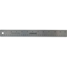 Stainless Steel Ruler with Cork Back & Hanging Hole, Standard/Metric, 12" Long