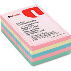 Self-Stick Notes, 4 x 6, Lined, 4 Pastel Colors, 5 100-Sheet Pads/Pack