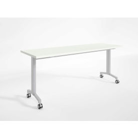 Training Table w/ Casters 24" x 60", White w/Silver Base - R-Style Series