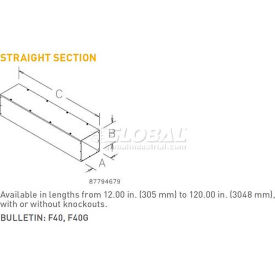 Straight Section w/Knockout, Type 1, 4.00x4.00x48.00, Galv/Gray
