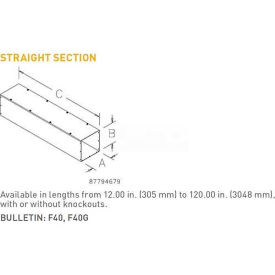 Straight Section, Type 1, 4.00x4.00x48.00, Galv/Gray