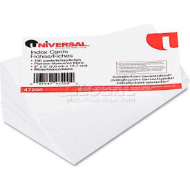 Universal Unruled Index Cards, 3 x 5, White, 100/Pack
