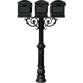 The Hanford Triple Post Ornate Base & Lewiston Mailbox