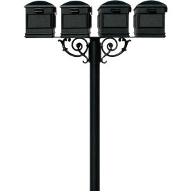 Hanford Quad Post (With Support Brace), No Base & Lewiston Mailbox