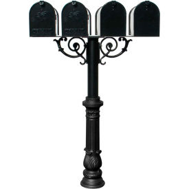 Hanford Quad Post (With Support Brace), Ornate Base & E1 Economy Mailbox