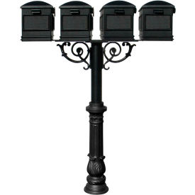 The Hanford Quad Post, Ornate Base & Lewiston Mailbox