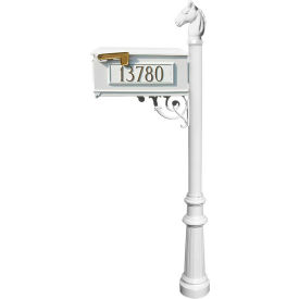 Equine Mailbox w/Cast Aluminum Address Plates, Horsehead Finial & Fluted Base, White